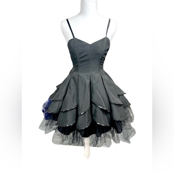 Morgan & Co. Dresses & Skirts - Morgan & Co. Gothic Black Swan Tulle Mesh Mini Dress Gown Formal Dark Romantic